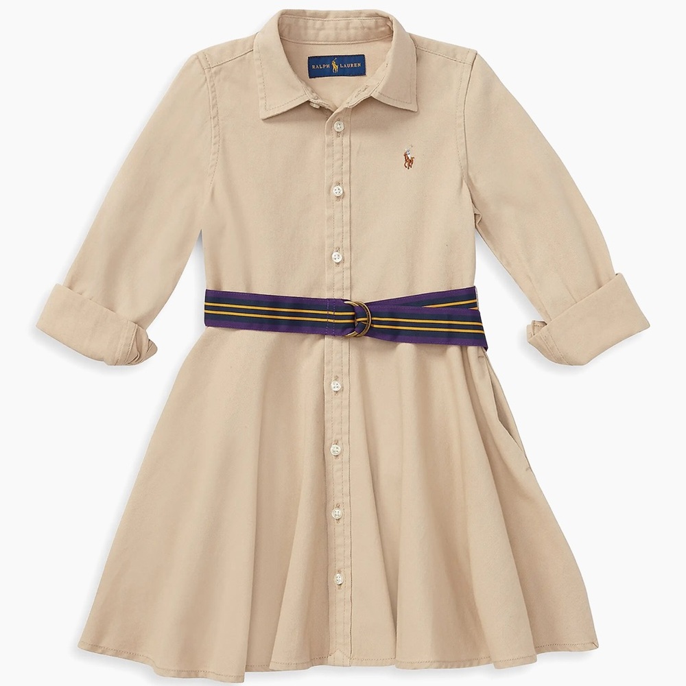 Polo Ralph Lauren Belted Cotton Chino Shirtdress - Khaki
